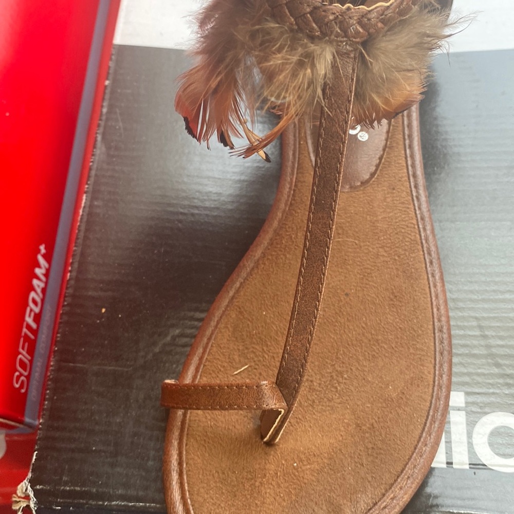 Cute summer ostrich feather leather sandal